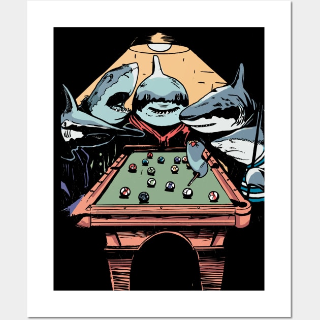 The Pool Sharks // Funny Parody Painting Wall Art by SLAG_Creative